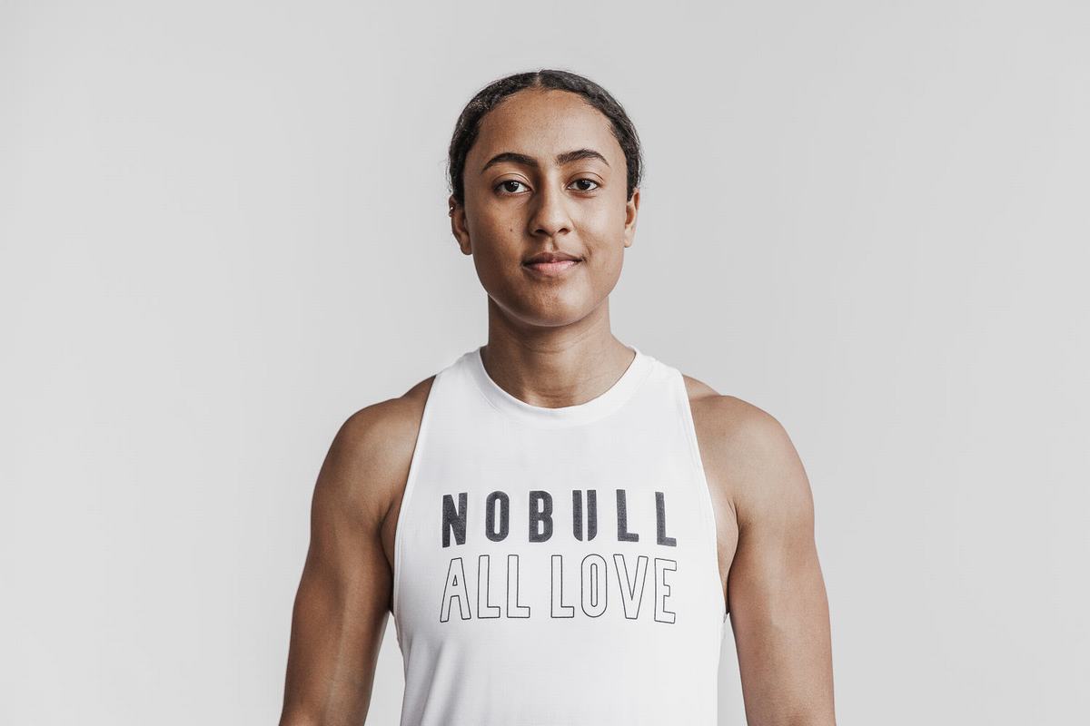 Nobull High-Neck All Love Women's Tank Tops White | Australia (CE8623)